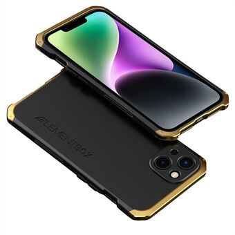 ELEMENT BOX Voor iPhone 14 Plus 3-delig ontwerp Hard PC Back Metal Frame Hybrid Cover Shockproof Mobiele telefoonhoes