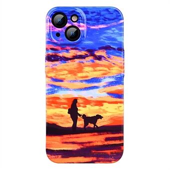 Voor iPhone 14 Plus Anti-drop telefoonhoesje Zonsondergangpatroon Afdrukken Harde pc-achterkant