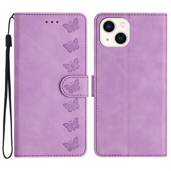 Voor iPhone 14 Plus Butterfly bedrukt Drop-proof Shell PU lederen portemonnee Stand telefoonhoes