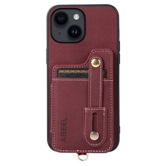 ABEEL Stijl 01 Voor iPhone 14 Plus Litchi Textuur PU Leer Gecoat TPU + PC Telefoon Cover Kaarthouder Kickstand Case