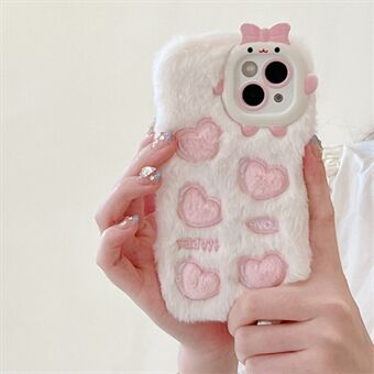 Voor iPhone 14 Plus Anti- Scratch Pluche Borduurmotief Love TPU Case Design Telefoon beschermhoes