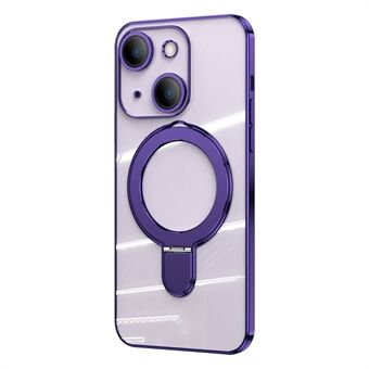 Voor iPhone 14 Plus magnetische onzichtbare standaard telefoonhoes TPU + acryl heldere hoes met cameralensfilm