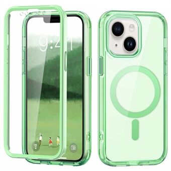 Voor iPhone 14 Plus Hoes PC+TPU+PET Screenprotector Magnetische Telefoonhoes