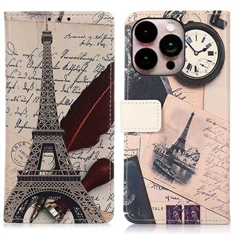 Voor iPhone 14 Pro Max 6.7 inch PU Lederen Stand Magnetische Case Patroon Afdrukken Ontwerp Portemonnee Schokbestendig Anti-val Telefoon Cover: