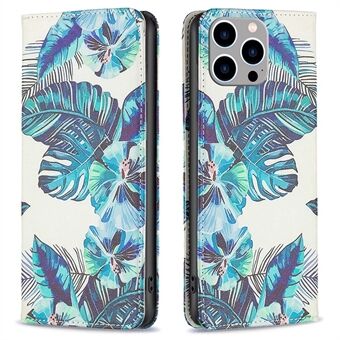 BF Patroon Afdrukken Leer Serie-3 voor iPhone 14 Pro Max 6,7 inch PU Leer Anti- Scratch Anti-val Telefoon Cover Stand Case Magnetisch Auto-geabsorbeerd Portemonnee Flip Telefoon Shell