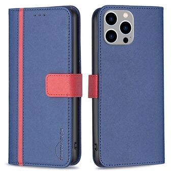 BINFEN COLOR BF Leather Series-9 voor iPhone 14 Pro Max 6,7 inch Scratch Anti-val Style 13 Cross Texture Splicing Phone Case PU lederen portemonnee Innerlijke TPU Shell met Stand