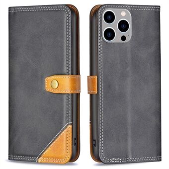 BINFEN COLOR BF Leather Series-8 voor iPhone 14 Pro Max 6,7 inch Anti-fall Shockproof Phone Cover 12 Stijl Dubbele stiksels Lijnen Splicing Leather Phone Case Kaarthouder Stand Cover