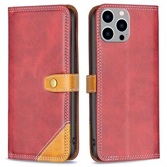 BINFEN COLOR BF Leather Series-8 voor iPhone 14 Pro Max 6,7 inch Anti-fall Shockproof Phone Cover 12 Stijl Dubbele stiksels Lijnen Splicing Leather Phone Case Kaarthouder Stand Cover