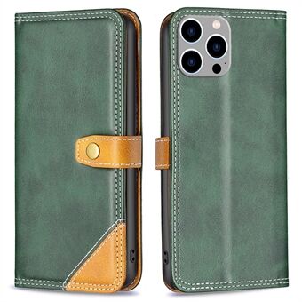 BINFEN COLOR BF Leather Series-8 voor iPhone 14 Pro Max 6,7 inch Anti-fall Shockproof Phone Cover 12 Stijl Dubbele stiksels Lijnen Splicing Leather Phone Case Kaarthouder Stand Cover