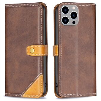 BINFEN COLOR BF Leather Series-8 voor iPhone 14 Pro Max 6,7 inch Anti-fall Shockproof Phone Cover 12 Stijl Dubbele stiksels Lijnen Splicing Leather Phone Case Kaarthouder Stand Cover