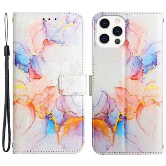 YB Patroon Afdrukken Leer Serie-5 voor iPhone 14 Pro Max 6,7 inch Marmer Patroon Folio Flip Telefoon Case PU Lederen Portemonnee Stand Cover met Riem