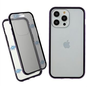 Anti-piep telefoonhoes voor iPhone 14 Pro Max Rechte Edge Veiligheidsgesp Dubbelzijdig gehard glas Anti- Scratch telefoonhoes met magnetische adsorptie Metalen frame