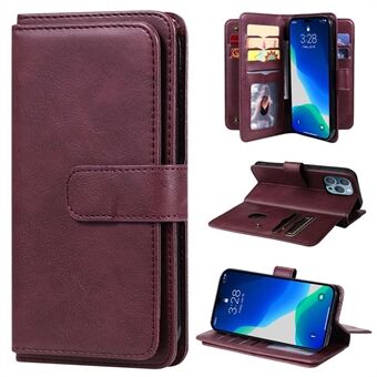 KT Multifunctionele Series-1 voor iPhone 14 Pro Max 6,7 inch Schokbestendig PU-leer Magnetisch telefoonhoesje met Stand Portemonnee met 10-kaartsleuven