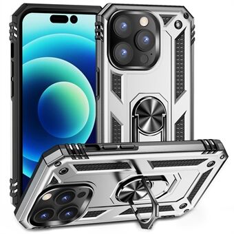 Voor iPhone 14 Pro Max 6.7 inch Rotary Kickstand Phone Case Soft TPU Hard PC Back Cover met ingebouwde metalen plaat