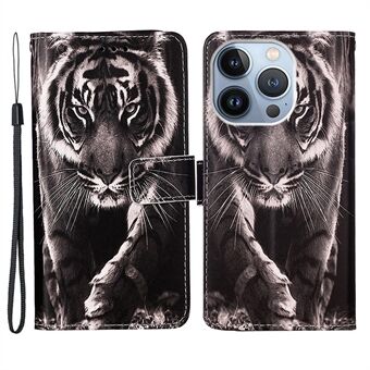 YB Patroon Afdrukken Leer Serie-4 voor iPhone 14 Pro Max 6,7 inch Schokbestendige Stand PU Lederen Case Telefoon Portemonnee Cover