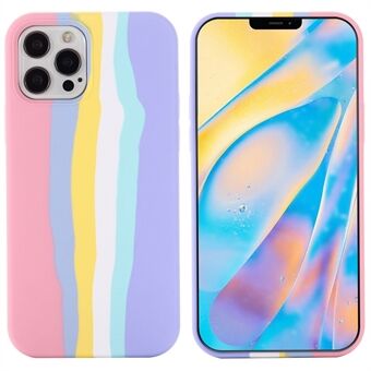 Voor iPhone 14 Pro Max 6.7 inch Rainbow Design Vloeibare Siliconen Telefoon Cover Flexibele Drop-proof Case: