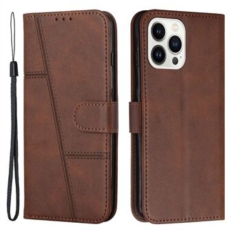 Voor iPhone 14 Pro Max 6.7 inch Stand Portemonnee Stiksels Telefoon Cover PU Leer + TPU Beschermhoes met Riem: