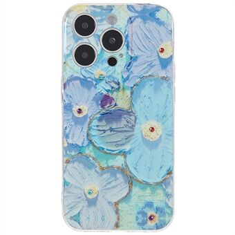 Voor iPhone 14 Pro Max 6.7 inch Zachte TPU Bloemenpatroon IMD Epoxy Telefoon Case Anti-val Strass Decor slijtvaste Shell