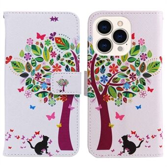 Voor iPhone 14 Pro Max 6.7 inch Patroon Afdrukken Lederen Serie-2 Anti- Scratch Telefoon Case Stand Magnetische Sluiting Volledige bescherming PU Lederen Flip Wallet Cover