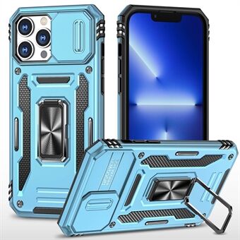 Mobiele telefoonhoes voor iPhone 14 Pro Max 6,7 inch, pc + TPU- Ring Mobiele telefoonbehuizing met schuifcamerabeschermer