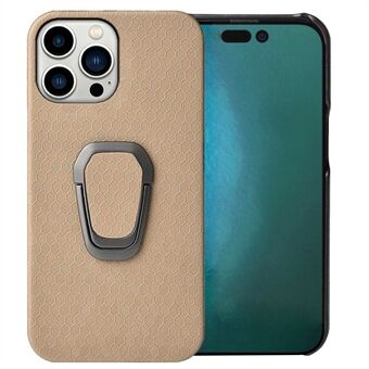 Schokbestendig hoesje voor iPhone 14 Pro Max 6.7 inch Honingraatpatroon PU-leer Gecoate PC-hoes Anti-Drop Protector met standaard