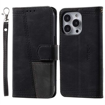 TTUDRCH Voor iPhone 14 Pro Max 6.7 inch RFID Blokkeren Skin-touch PU Leather Case Stand Wallet Phone Cover met Handriem