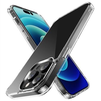 Voor iPhone 14 Pro Max 6,7 inch transparante telefoonhoes TPU-frame + pc-achterkant met metalen galvaniseerknop: