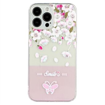 Voor iPhone 14 Pro Max 6.7 inch Goed beschermde Soft TPU Phone Case Reliëf Gelakt Butterfly Shell