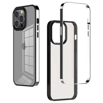 Voor iPhone 14 Pro Max 6.7 inch 3-in-1 Galvaniseren Beschermhoes Zachte TPU Frame Transparante PC Achterkant: