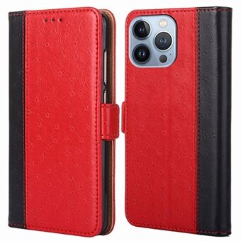 Voor iPhone 14 Pro Max 6.7 inch Anti-val Struisvogel Textuur Magnetische Close Flip Folio Case Wallet Stand PU Leer + TPU Innerlijke Shell