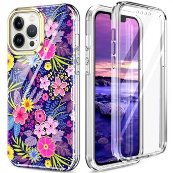 Voor iPhone 14 Pro Max 6,7 inch 360-graden bescherming IMD-patroon Case Vier hoeken Drop-proof 3-in-1 PC + TPU Cover met ingebouwde PET-schermfilm