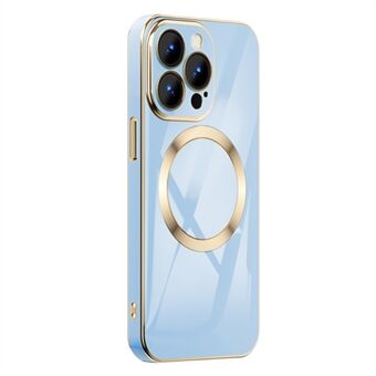 Voor iPhone 14 Pro Max 6.7 inch Telefoon Case Gold Edge Schokbestendige TPU Cover Ondersteuning Draadloos Magnetisch Opladen: