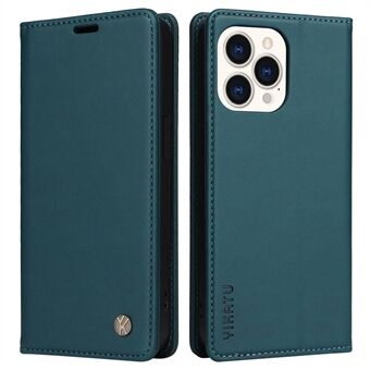 YIKATU Voor iPhone 14 Pro Max 6.7 inch YK-001 PU Lederen Flip Wallet Case Sterke Magnetische Auto-geabsorbeerde Stand Telefoon Cover