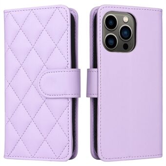 Voor iPhone 14 Pro Max 6.7 inch Drop-proof Telefoon Flip Wallet Case Rhombus Bedrukte PU Lederen Stand Telefoon Cover: