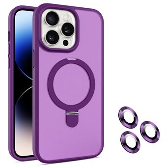 Voor iPhone 14 Pro Max hoesje met magnetische kickstand, gemaakt van PC+TPU materiaal en inclusief individuele lensfilm.