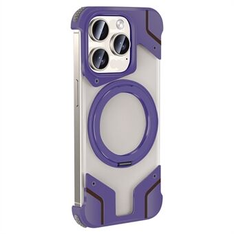 Voor iPhone 14 Pro Max Magnetische Case Frameless PC Telefoonhoesje met Aluminiumlegering Uitschuifstandaard