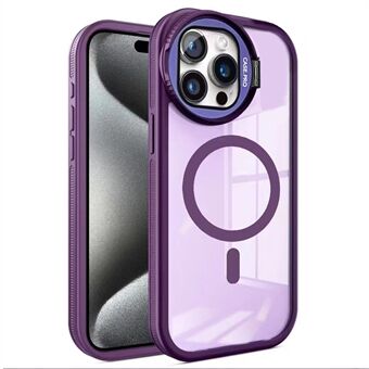 Voor iPhone 14 Pro Max Hoesje Glazen Lens Deksel Kickstand TPU+Acryl Telefoonhoes Compatibel met MagSafe