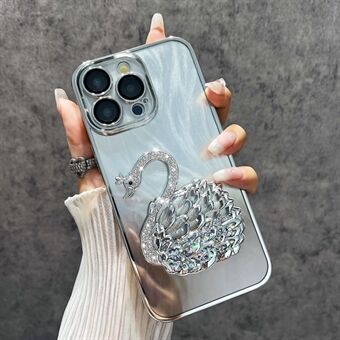 Voor iPhone 14 Pro Max Case Veren Garen Textuur Drijfzand Zwaan Anti-Val TPU Telefoonhoes met Lensfolie