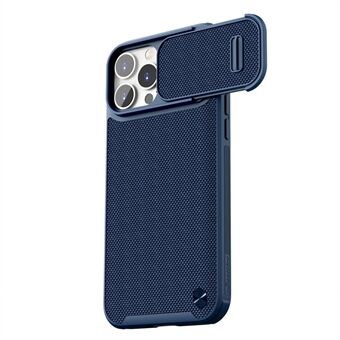 NILLKIN voor iPhone 14 Pro Max Anti- Scratch Telefoon Achterkant Nylon Vezel Getextureerde Harde PC + Zachte TPU Telefoon Case met Slide Camera Cover