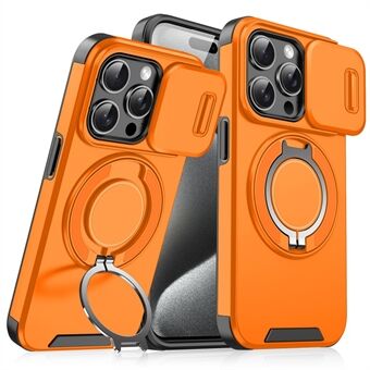 Voor 14 Pro Max Magnetische Hoes Kickstand TPU+PC Telefoonhoes met Camera Lens Schuifdeksel