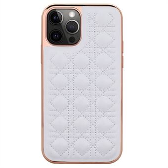 VIETAO schokbestendige hoes voor iPhone 14 Pro Max anti-val telefoonhoes galvaniseren TPU + PU lederen rotan geruite textuur beschermhoes