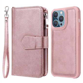 KT Multi-functioneel Series-4 Stand Wallet Case voor iPhone 14 Pro Max, afneembaar PU lederen ritsvak Anti-drop telefoonhoes