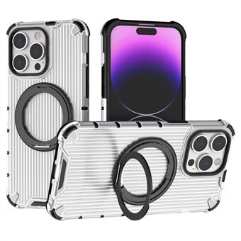 Voor 14 Pro Max Magnetische Hoes PC+TPU Verticale Streep Telefoonhoesje Draaibare Kickstand Houder