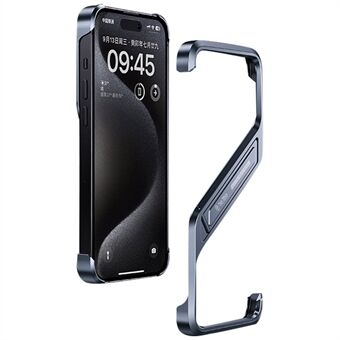 Voor iPhone 14 Pro Max Bumper Hoes Randloze Standaard Aluminium Legering S-vormige Telefoonhoes