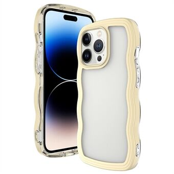 Voor iPhone 14 Pro Max Afneembaar Kleur Frame Transparant Achterkant Wave Edge PC + TPU Anti- Scratch Anti-drop Telefoonhoes