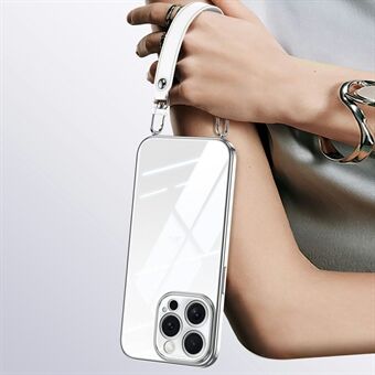 SULADA Voor iPhone 14 Pro Max Hoes Electroplating Ultra Clear Zachte TPU Telefoonhoes met PU Polsband