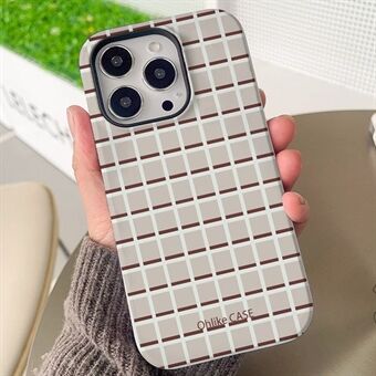 Voor iPhone 14 Pro Max Hoes Grid Patroon TPU+PC Mat Afwerking Telefoonhoesje