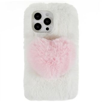 Voor iPhone 14 Pro Max Soft Fluffy Plush TPU Beschermhoes Love Heart Design Winter Phone Back Cover