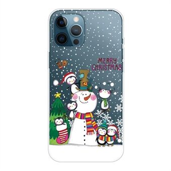 Voor iPhone 14 Pro Max Kerstpatroon afdrukken Mobiele telefoonhoes Scratch Slim TPU-hoesje