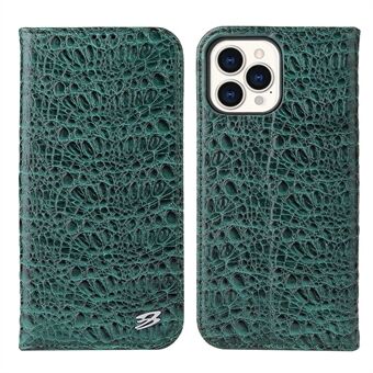 Beschermende Telefoon Case Voor iPhone 14 Pro Max Wallet Stand Auto-geabsorbeerde Magnetische Toplaag Koeienhuid Leer Krokodil Textuur mobiele Telefoon Cover